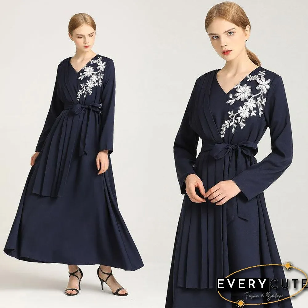 V-neck Robe Dress P16302