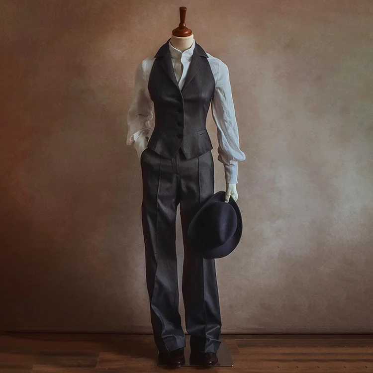 Ladies Retro Elegant Lapel Vest Pant Suit
