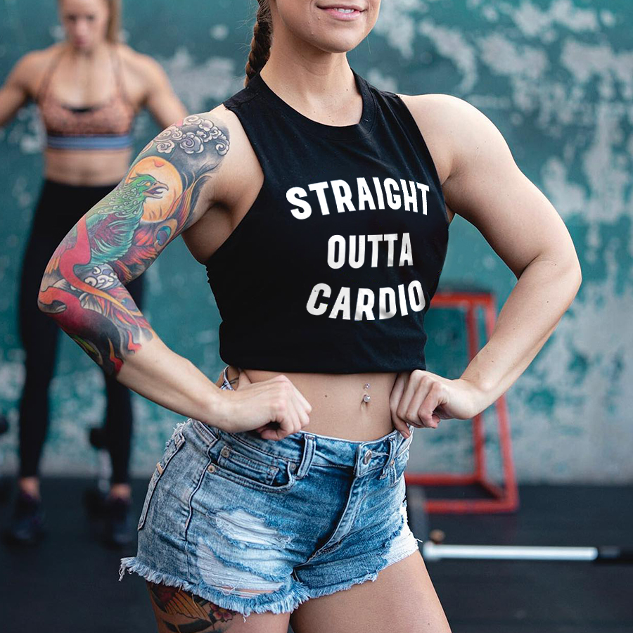 Straight Outta Cardio Printed Women's Crop Top