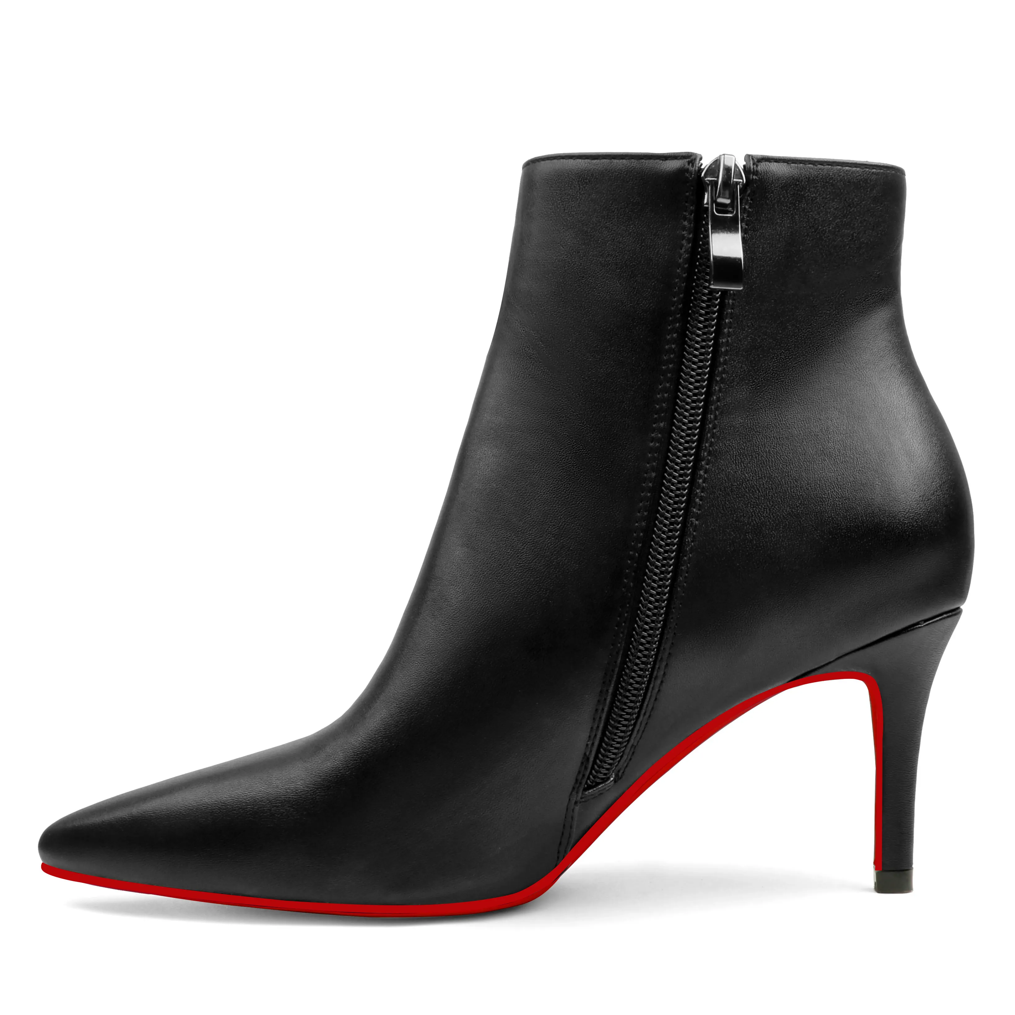 60mm Women's Ankle Boots Closed Pointed Toe Red Bottom Stilettos Booties-vocosishoes