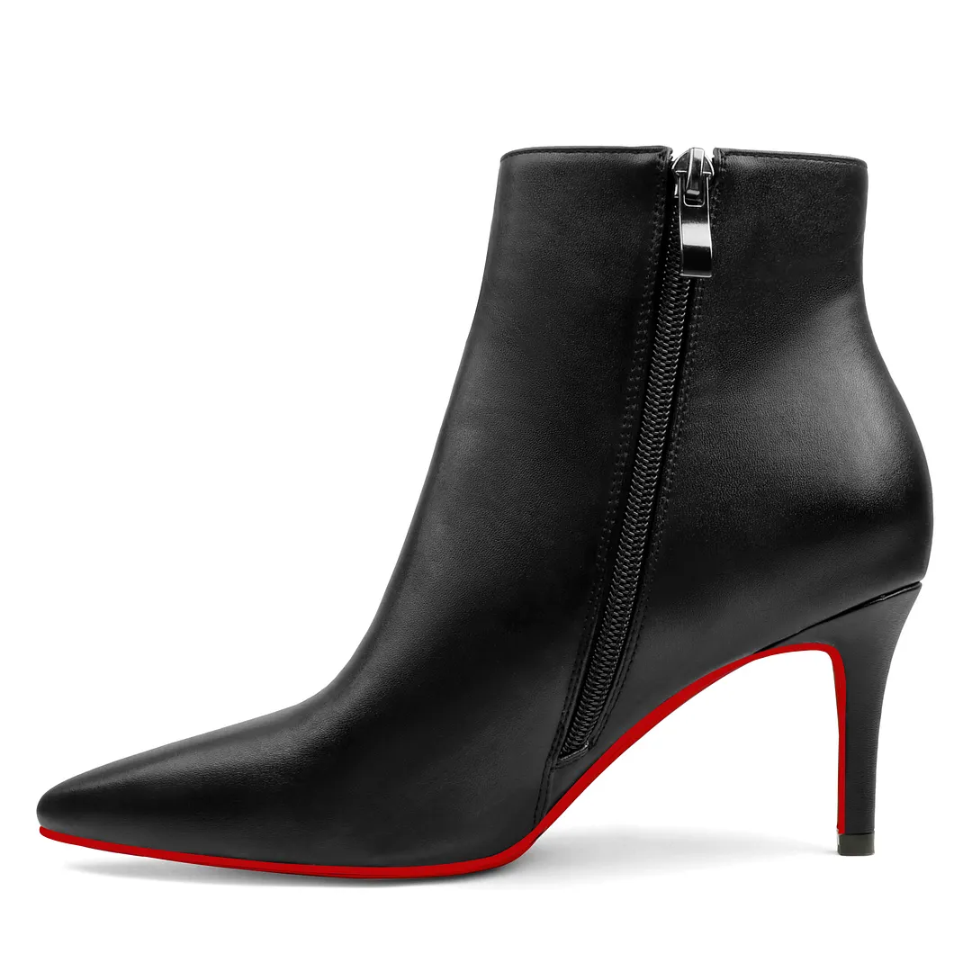 60mm Women's Ankle Boots Closed Pointed Toe Red Bottom Stilettos Booties-vocosishoes