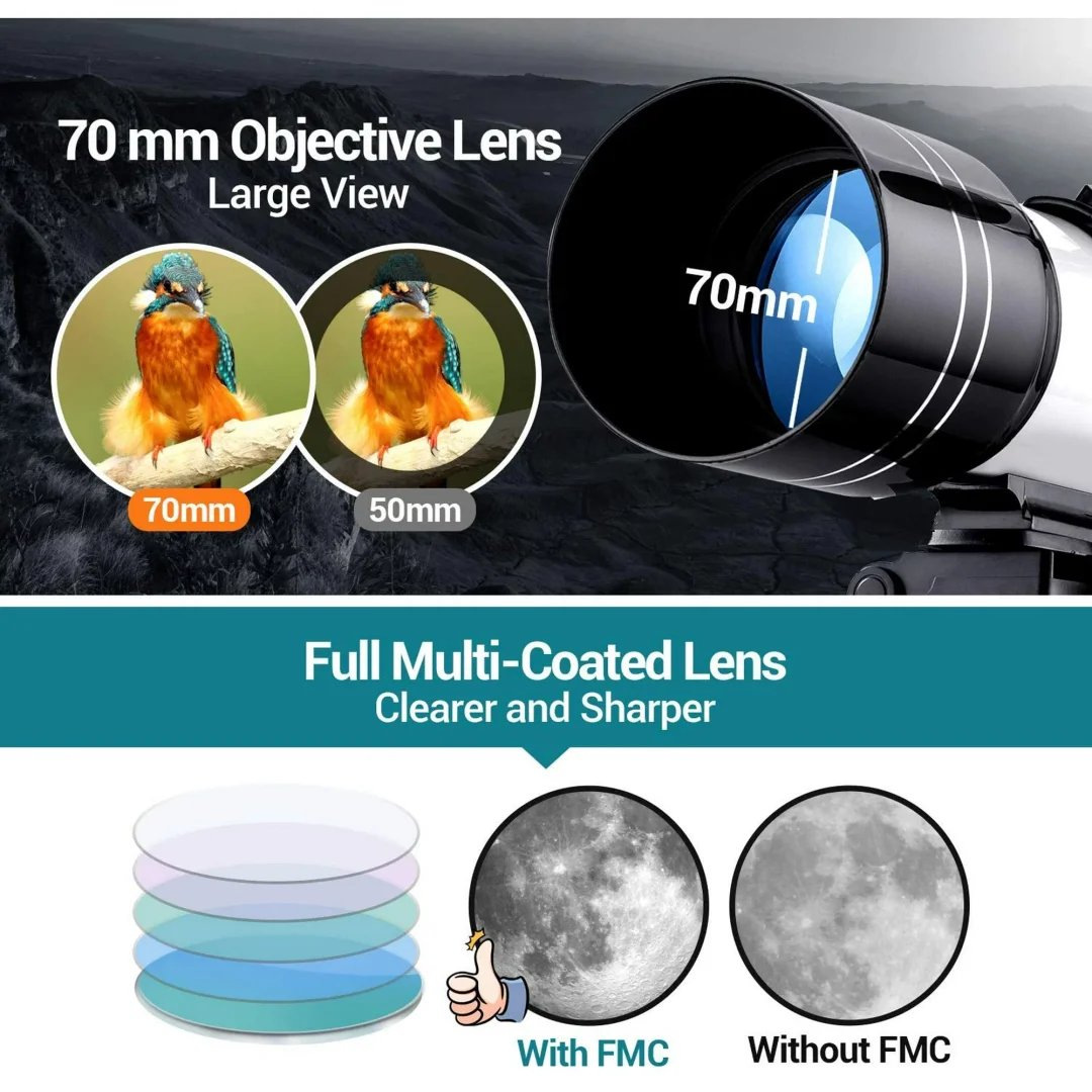 BEBANG Telescope for Adults Astronomy,70mm Professional Refractor Telescope for Kids Beginners
