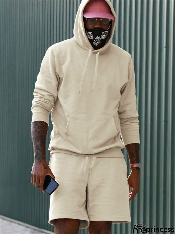 Fleece Casual Solid 2-piece Sports Suit for Men