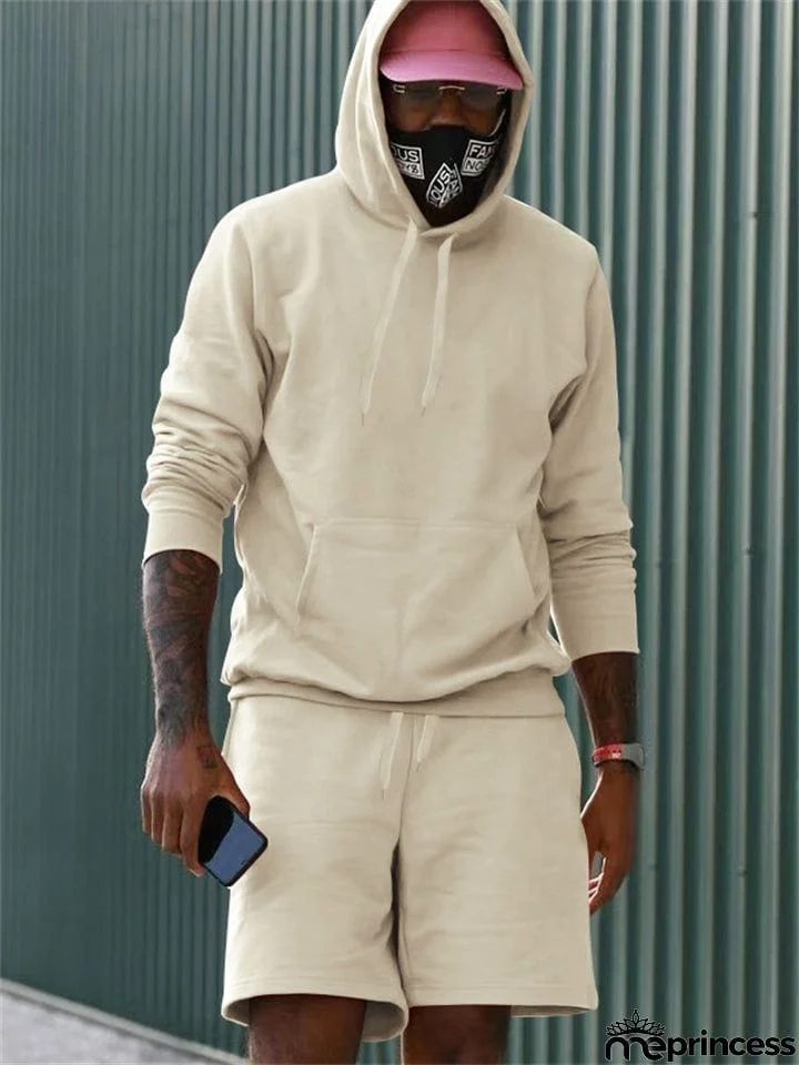 Fleece Casual Solid 2-piece Sports Suit for Men