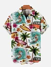 Hawaii Vintage Beach Bus And Surf Men Printing Short Sleeve Shirt