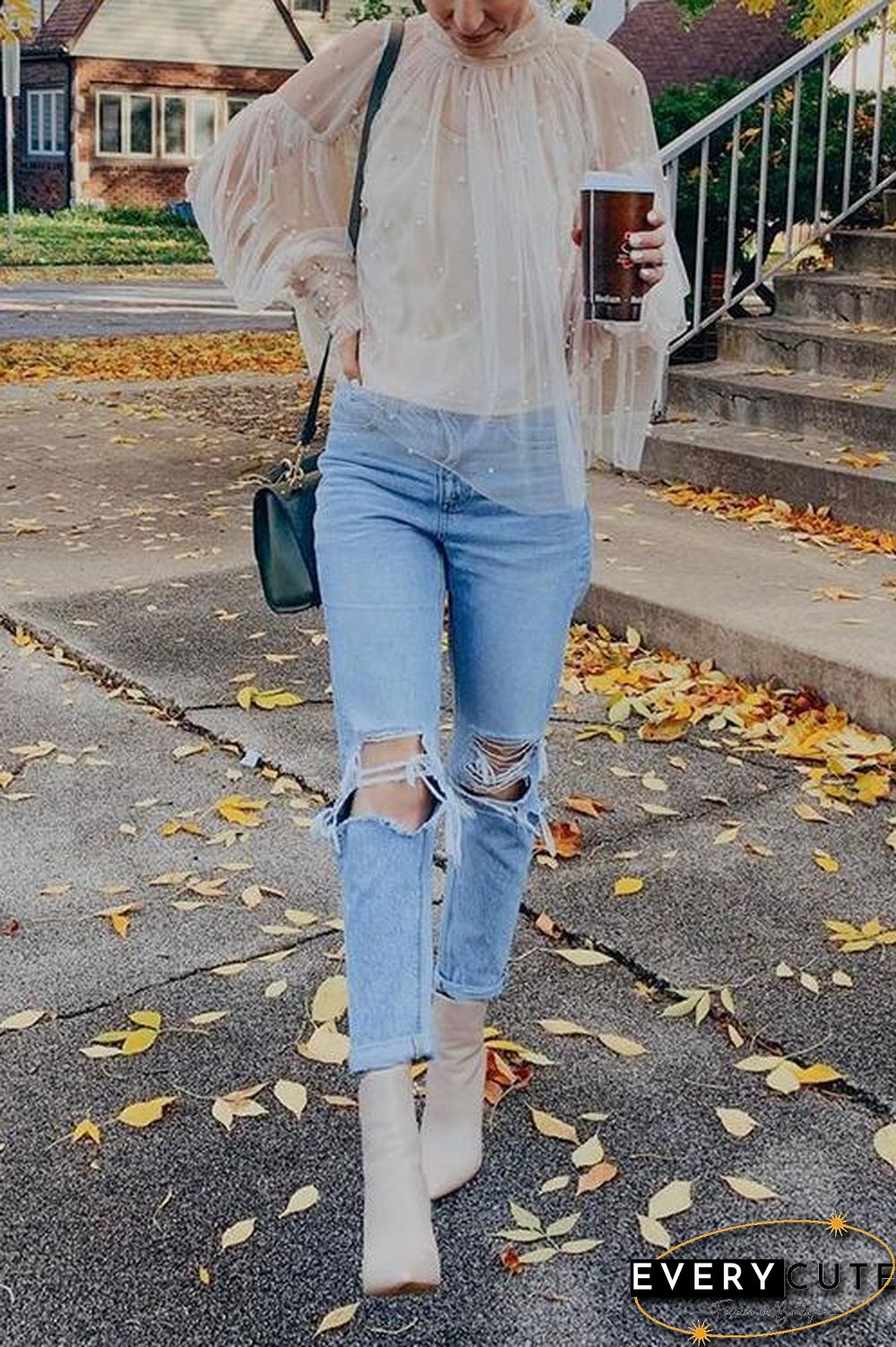 Pearl Puff Sleeve Blouse