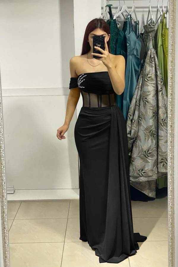 Oknass One Shoulder Sleeveless Mermaid Long Prom Dress With Ruffles 