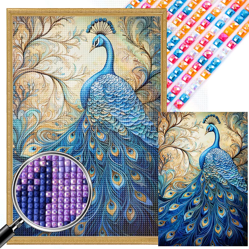 Peacock - Full Square(Partial AB Drill) - Diamond Painting (45*35cm)