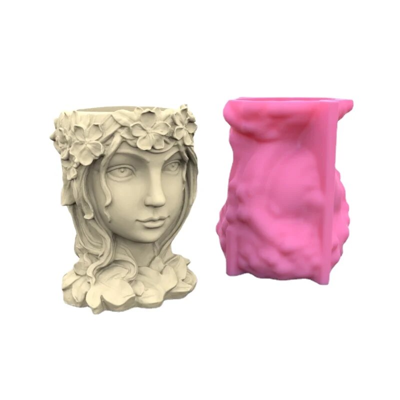 Silicone Goddess Flower Pot Mold, Concrete Succulent Potting Vase Planter Mold, Ceramic Clay Craft Mould