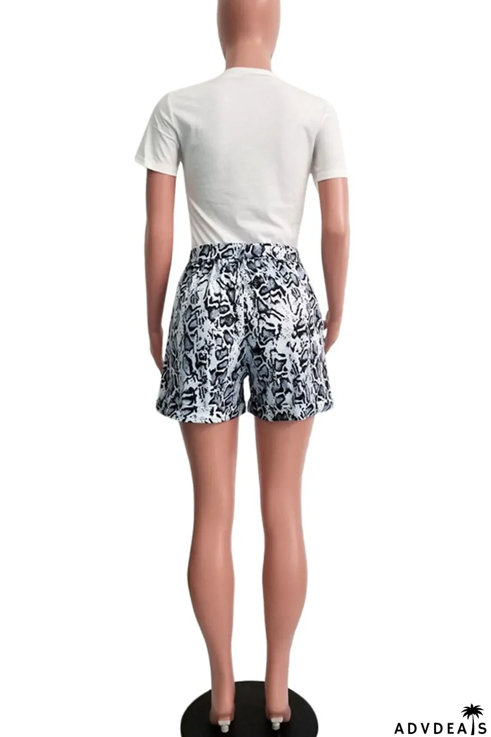 Tangerine Red Casual Street Print Patchwork O Neck Short Sleeve Two Pieces