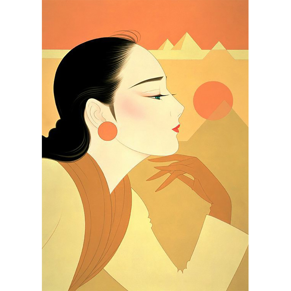 

30*40CM - Round Drill Diamond Painting - Japanese Woman, 501 Original