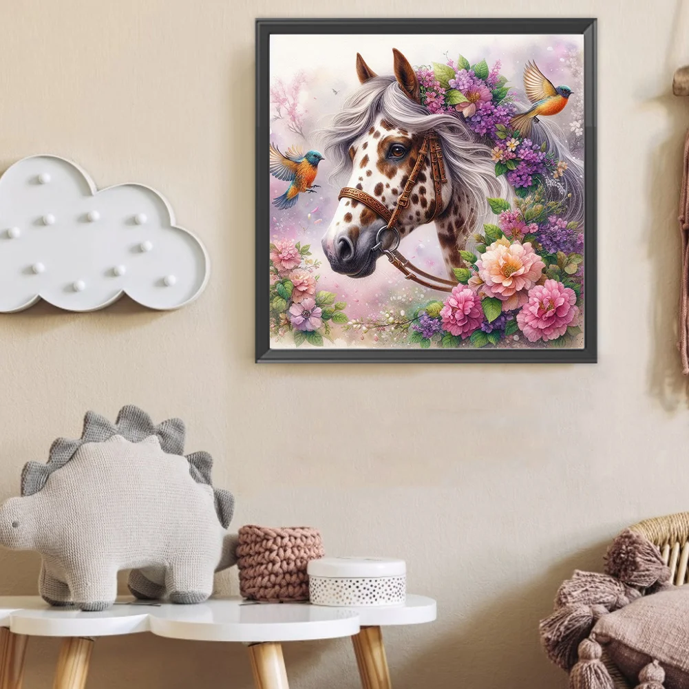Diamond Painting - Full Round Drill - Flower Horse(Canvas|40*40cm)