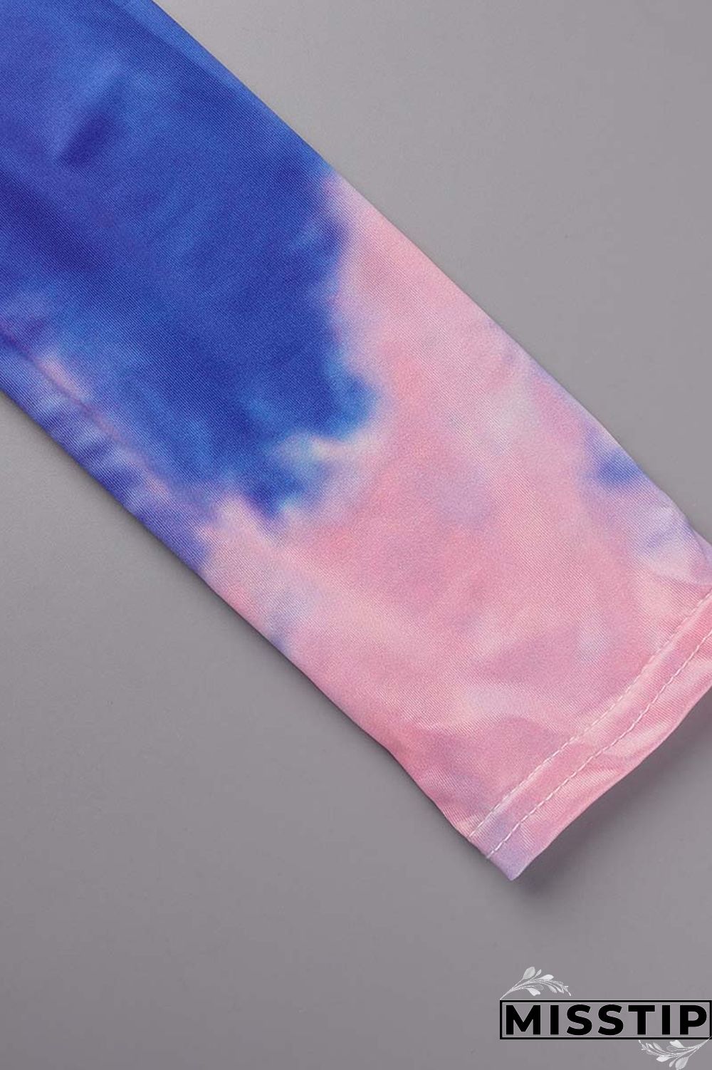 Deep Blue Casual Print Tie-dye O Neck Long Sleeve Two Pieces
