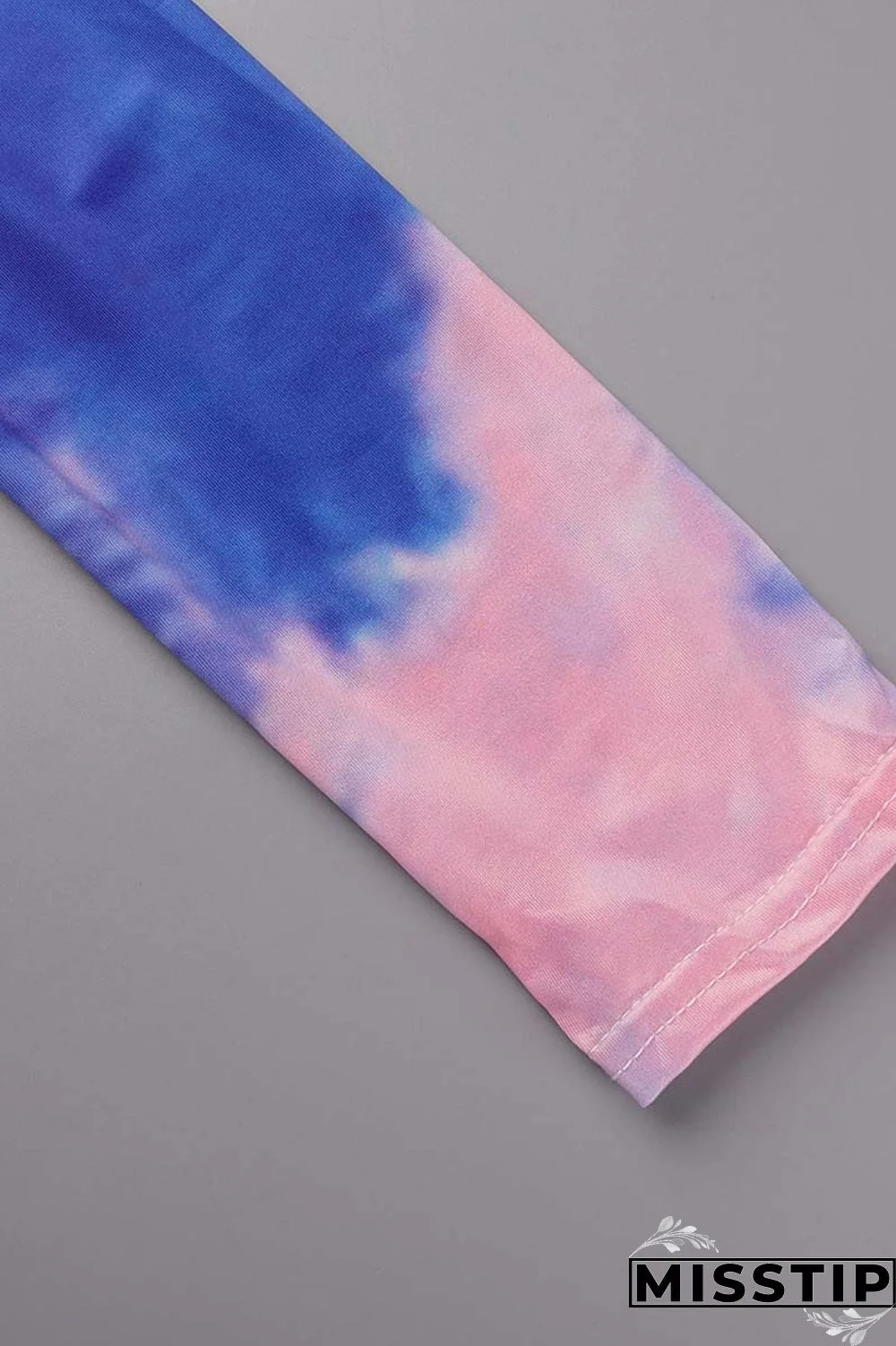 Deep Blue Casual Print Tie-dye O Neck Long Sleeve Two Pieces