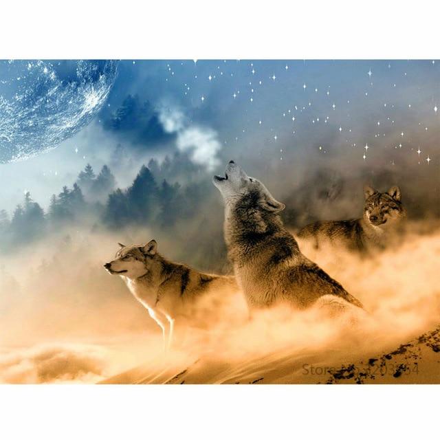 

Growling Wolf in The Sky – Paint By Numbers - 40*50CM, 501 Original