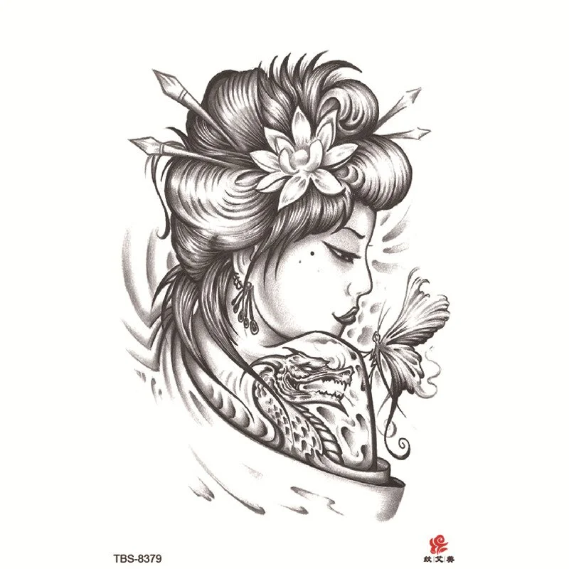 Sdrawing Temporary Tattoo Sticker Forest Lion Tiger Flash Tattoos Women Skeleton Skull Bodi Art Arm Fake Tatoo Men Body Woman