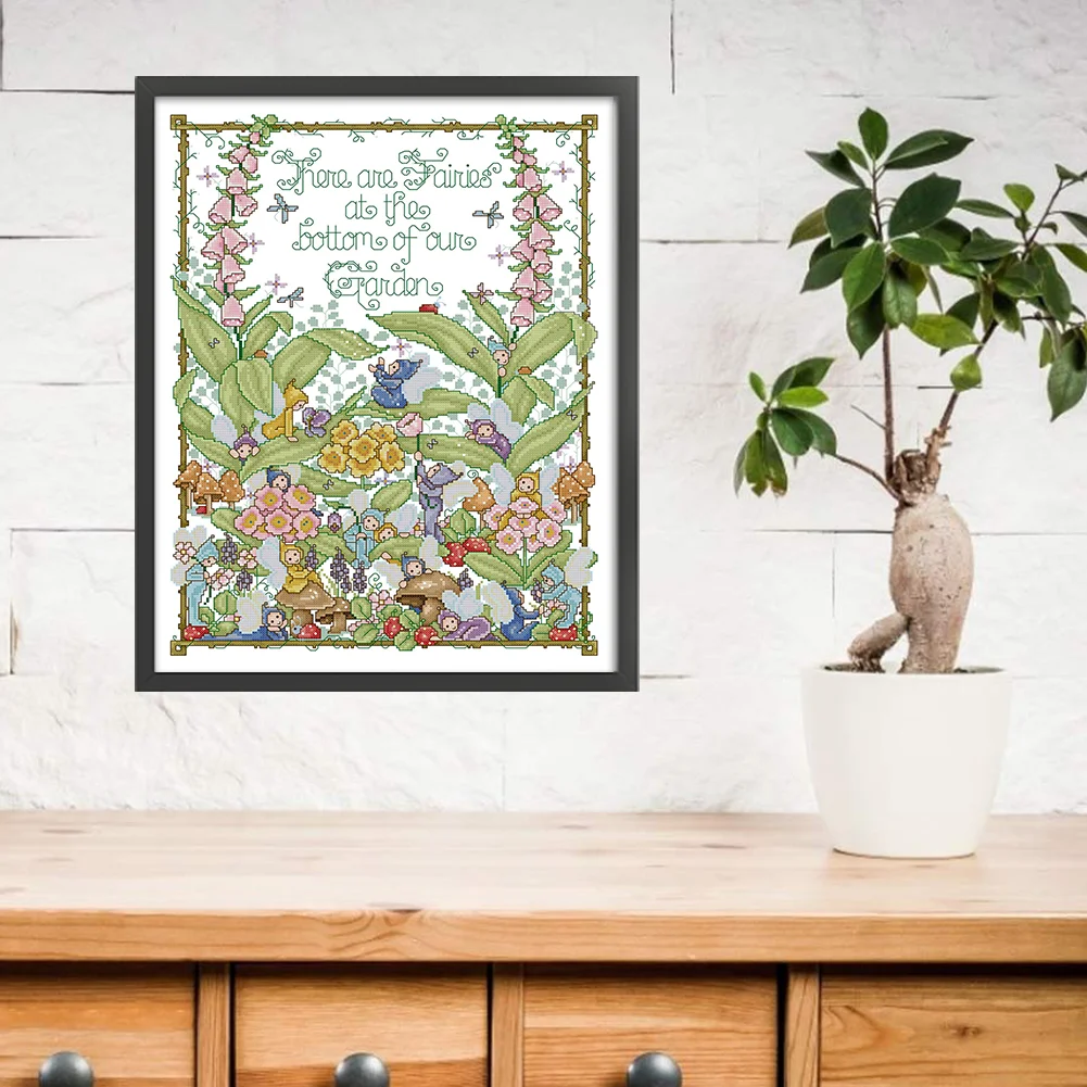 14CT Full Stamped Cross Stitch - Garden Elf(Canvas|41*52CM)