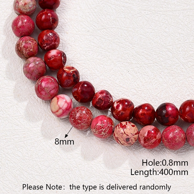1 Strand/Package 8mm Hole Under 1mm Natural Stone Imperial Jasper Marble Simple Polished Beads