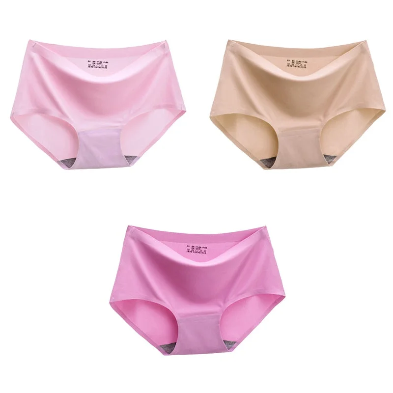 BANNIROU 3 Pcs Seamless Woman Panties Summer Underwear Female Briefs Thin 2021 New Sale Ice Silk Soft Solid Underwear For Woman