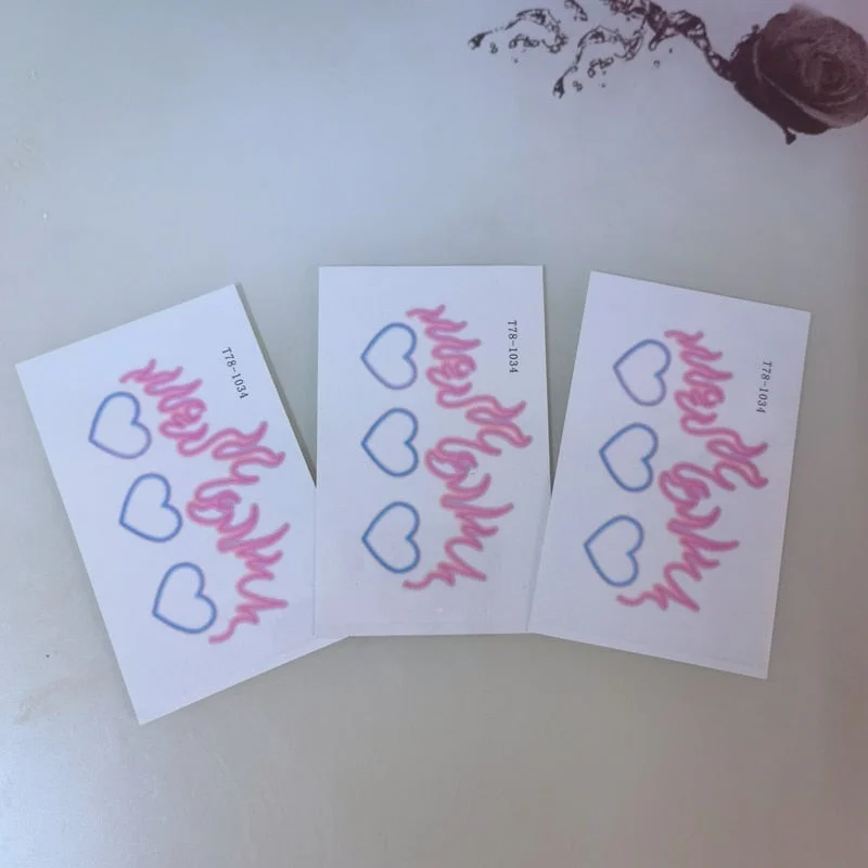Love Flame Fake Tattoo Heart Stickers Waterproof Lasting Sexy Female Watercolor Tattoo Body Art Arm Temporary Tattoos Stickers