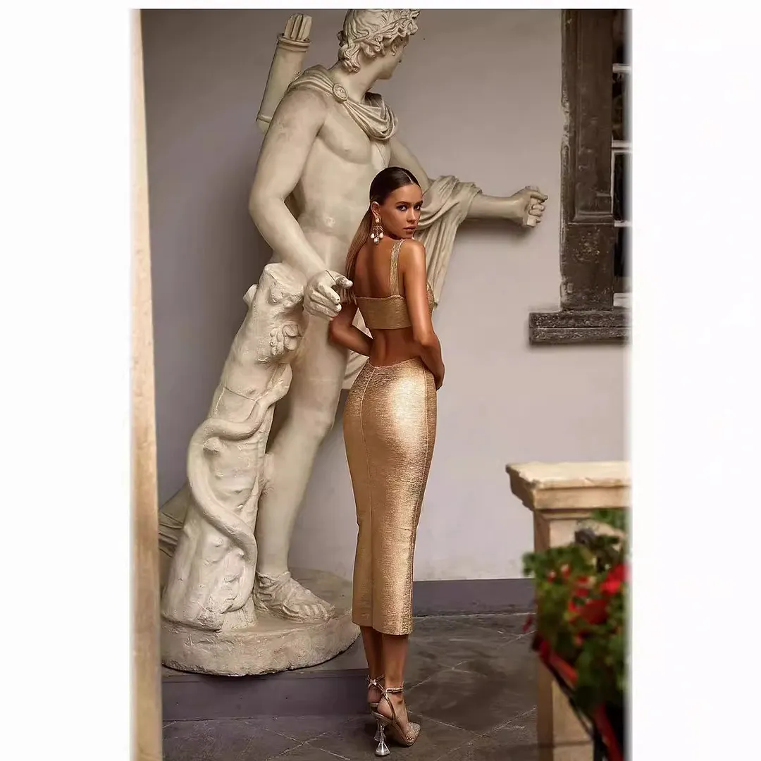 Brownm Light Luxury Niche Design High-End Birthday Party Tight-Up Dress Temperament High-End Stunning Annual Meeting