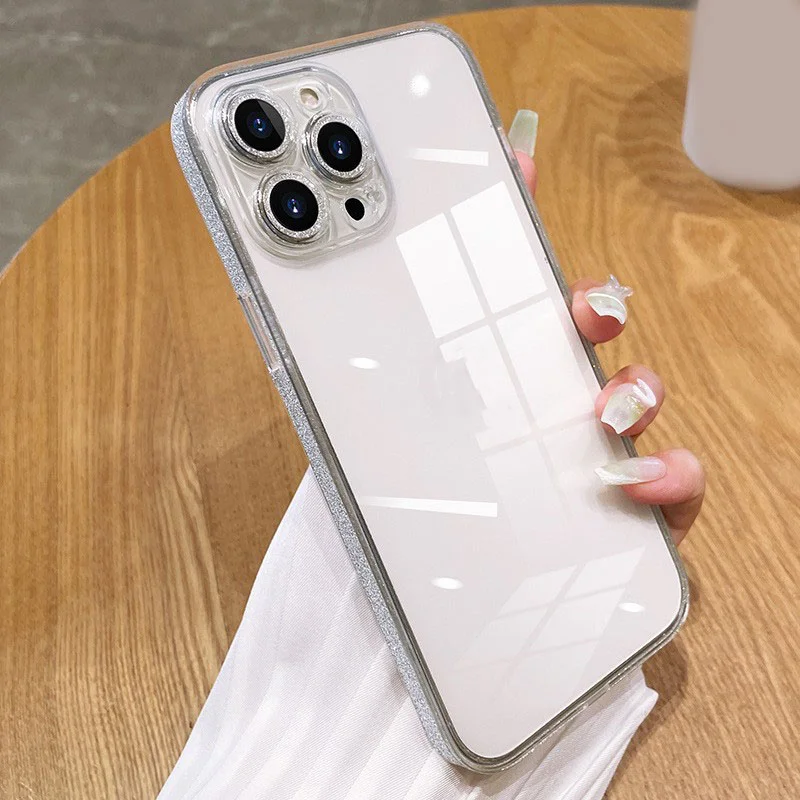 Glossy transparent case for iPhone with side camera protection