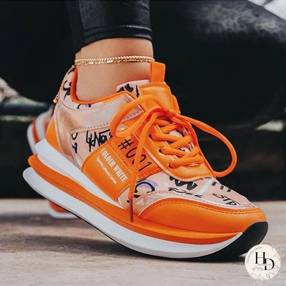 Orange Fashion Casual Bandage Patchwork Sport Shoes