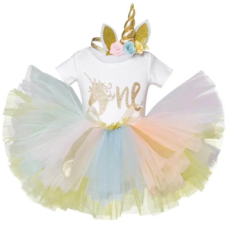 New Unicorn Dress For Baby Girls 1 Year Birthday Dress Infant Princess Party Dress Toddler Dress Children Clothing Kids Costume
