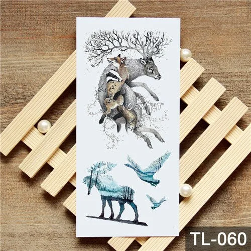 Waterproof Temporary Tattoo Forest Bear Wolf Panda Fox Tatto Flash Tatoo Fake Tattoos For Girl Women Men Kid