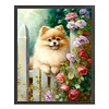 Pomeranian Flowers-11CT Stamped Cross Stitch 40*50cm/15.75*19.69in tapestrymarket
