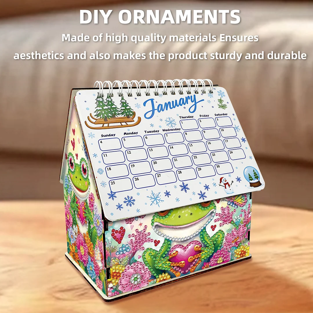 5D/DIY Calendar Crystal Painting Desk Calendars Kit Home Decorations (Frog)
