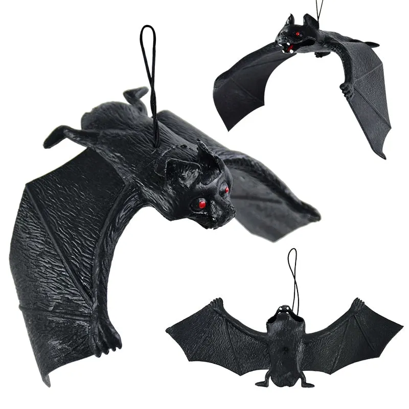 1pc Lifelike Fake Bat Halloween Hanging Decoration Haunted House Horror Props Halloween Party DIY Ornament Soft Bat Kids Toy