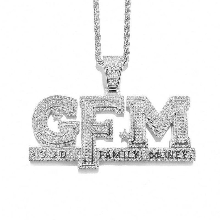 Iced Out GOD FAMILY MONEY Pendant Necklace