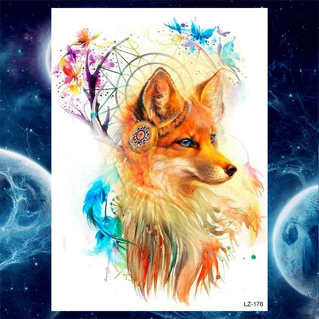 Knight Warrior Temporary Tattoos For Men Women Adult Tiger Fake Wolf Tattoo Sticker Black Astronaut Body Art Painting Tatoos