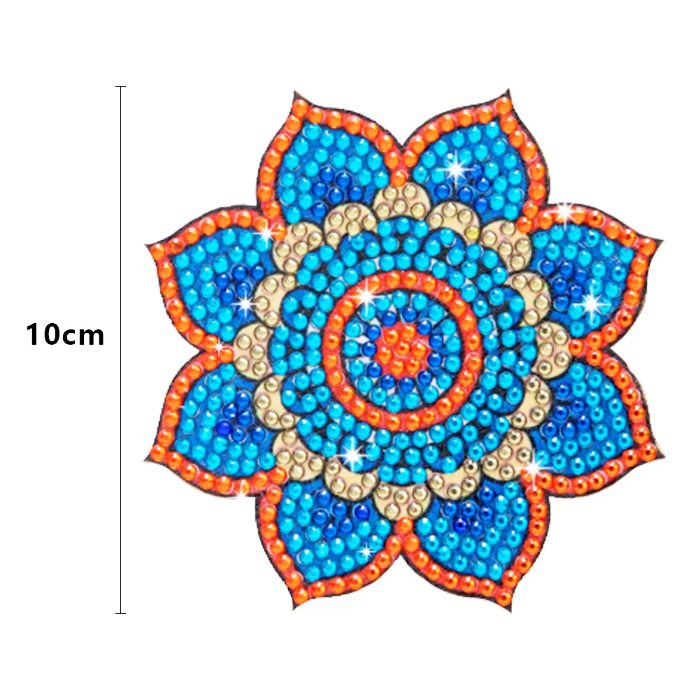 6pcs Datura DIY Diamonds Painting Coaster Woodiness with Rack Cup Pad Decor