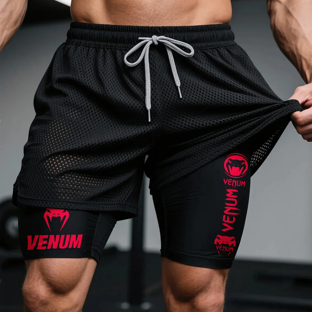 Fitness Double Mesh Shorts Everyday Basic Shorts Ultimate Fighting Double Shorts
