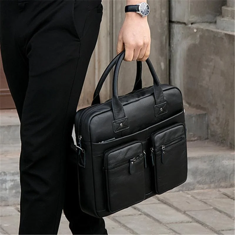 Vintage Durable Large Capacity Simple Style Business Bridfcase Handbag