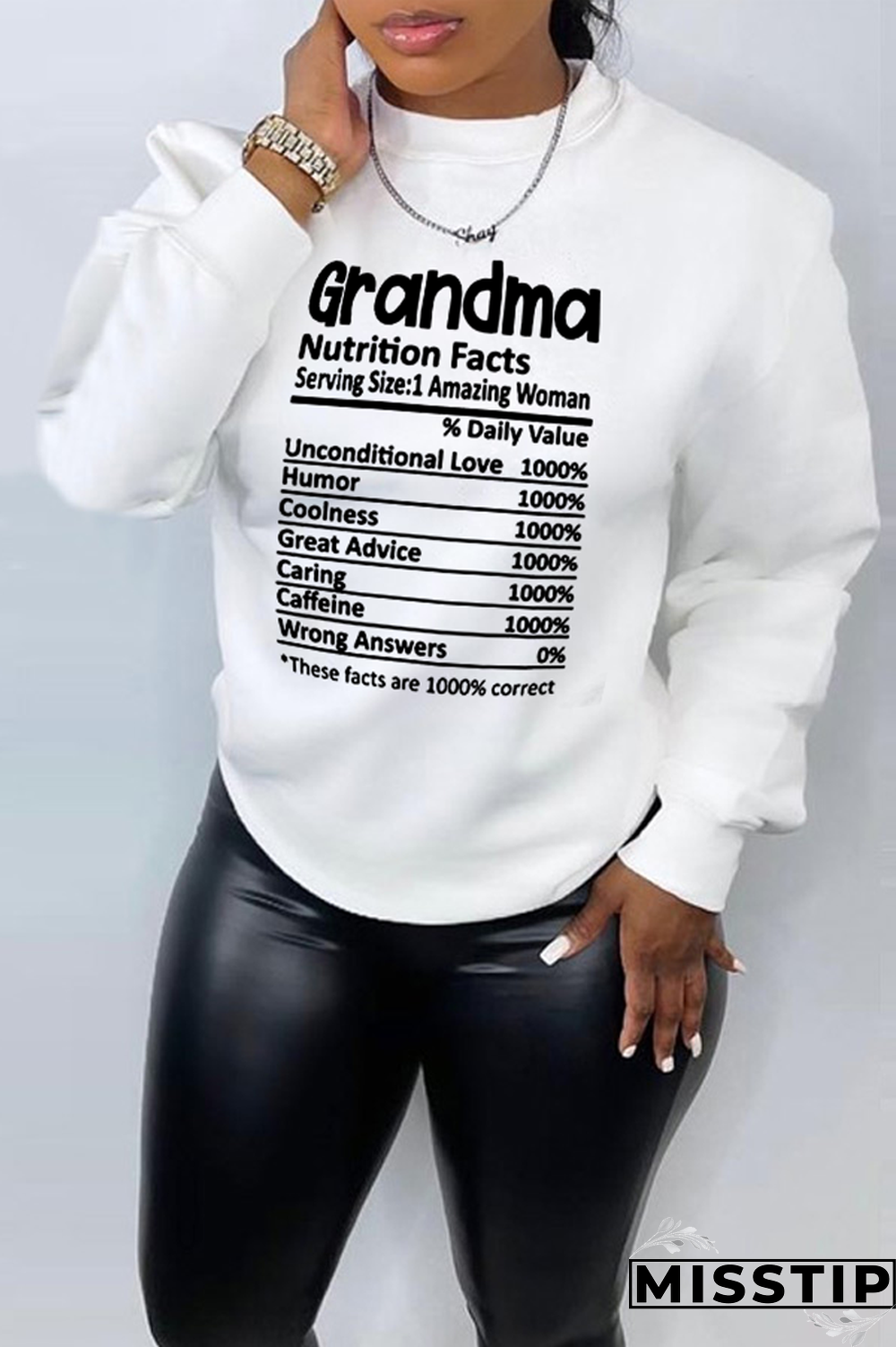 Blue Street Basis Print Patchwork Letter O Neck Tops