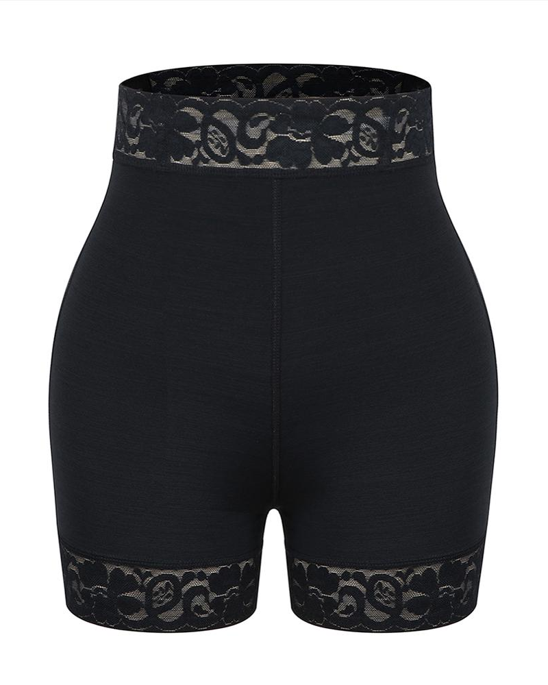 Mid-Waist Shaping Shorts With Anti-Rolling Lace Tummy Control Underwear For Women Butt Lifter