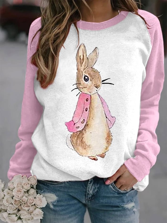 Women's Happy Easter Cute Bunny Print Sweatshirtt