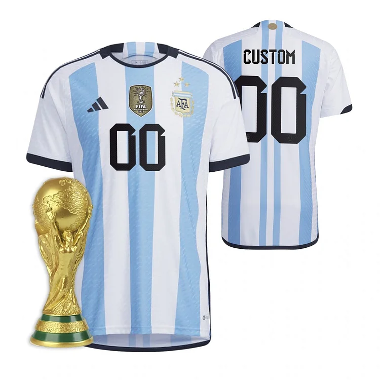 Argentinien Home Trikot WM 2022 Meister Mit Patch ( Aufdruck Dein Name )