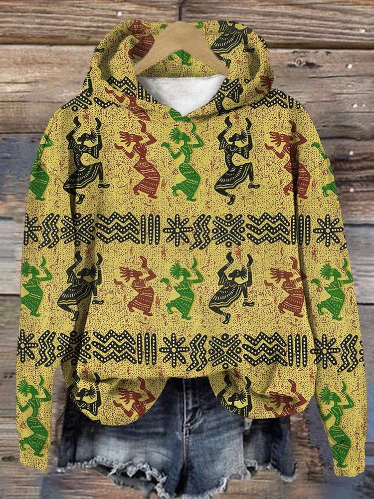 Tribal print button discount down hooded sweatshirt