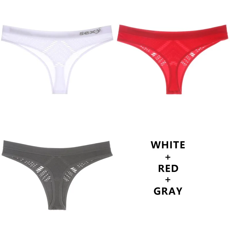 Meet'r 3Pcs/Lot Hollow Out Lingerie Europe Seamless Sexy Panties Women Temptation Underwear Mid-waist G String Drop Shipping