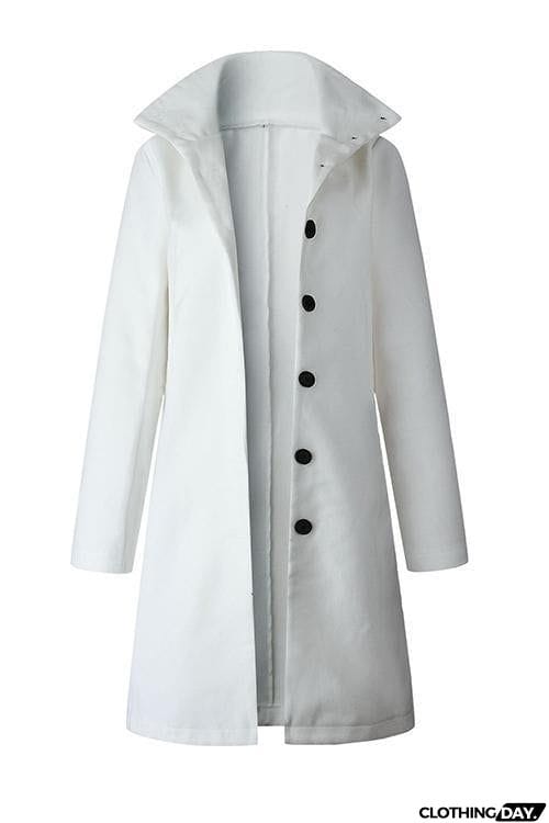 Button Stand Collar Coat