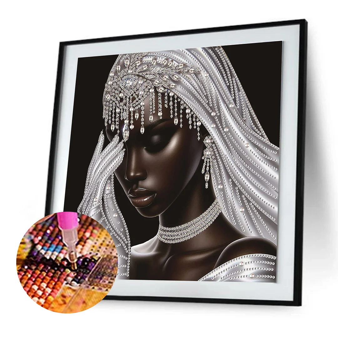 Diamond Painting - Partial Special Shaped Drill - Silver Veil Bride(Canvas|30x30cm)
