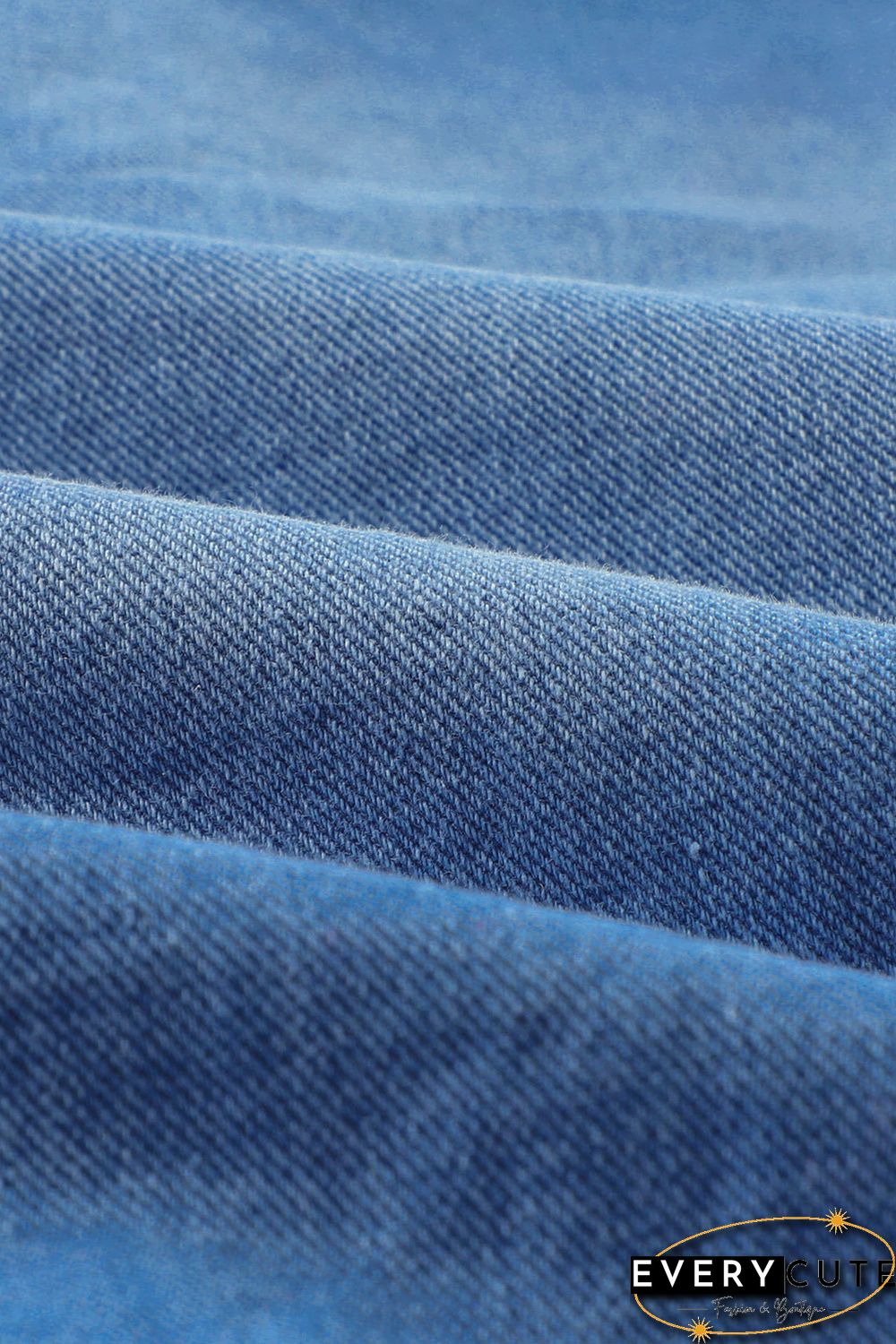 Sky Blue Lapel Collar Button Fleece Jacket