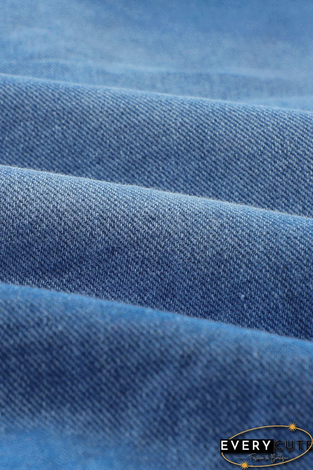 Sky Blue Lapel Collar Button Fleece Jacket