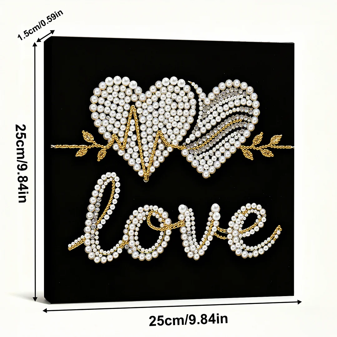LOVE DIY Pearl Art Diamond Painting Kit for Adults Home Decor 25x25cm With Frame