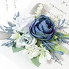 10PCS Blue Wedding Catering Bridal Groom Guests Corsage Boutonniere Wrist Artificial Flower Bouquets