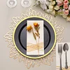 10 Pack | 10" Regal Black and Gold Round Plastic Dinner Plates